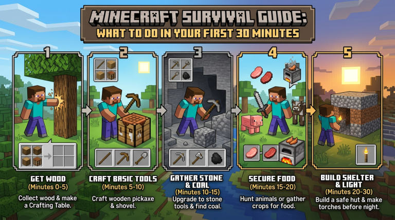 Minecraft Survival Guide What to Do in Your First 30 Minutes